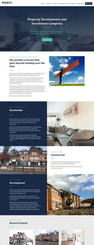 Types of Website 2 daava estates one page website e1578871653361