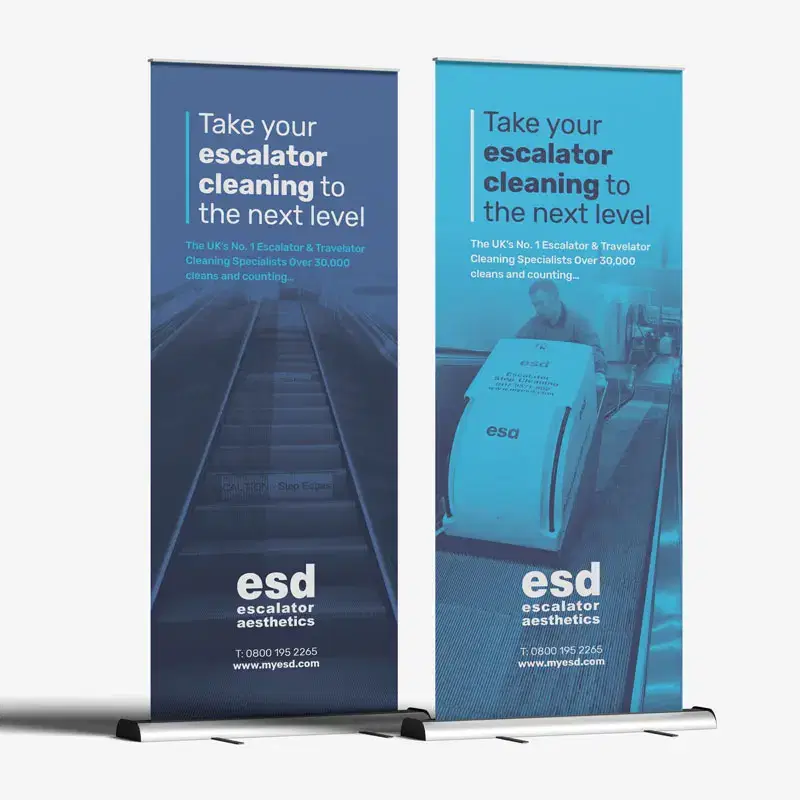 ESD Escalator roller banner