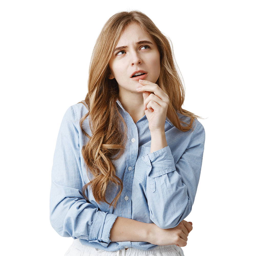Woman thinking about WordPress Web Design