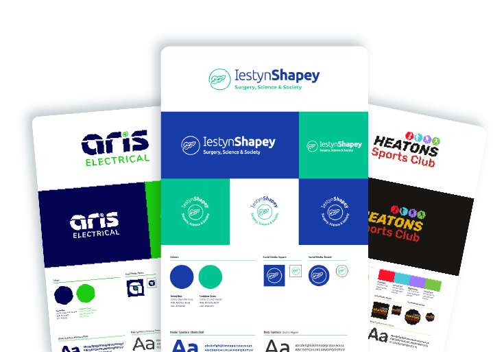 brand identity one sheet from logo design and branding company stockport graphic designers