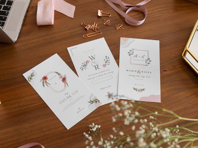 simple Wedding invitation design and printed by stockport design studio nettl of stockport