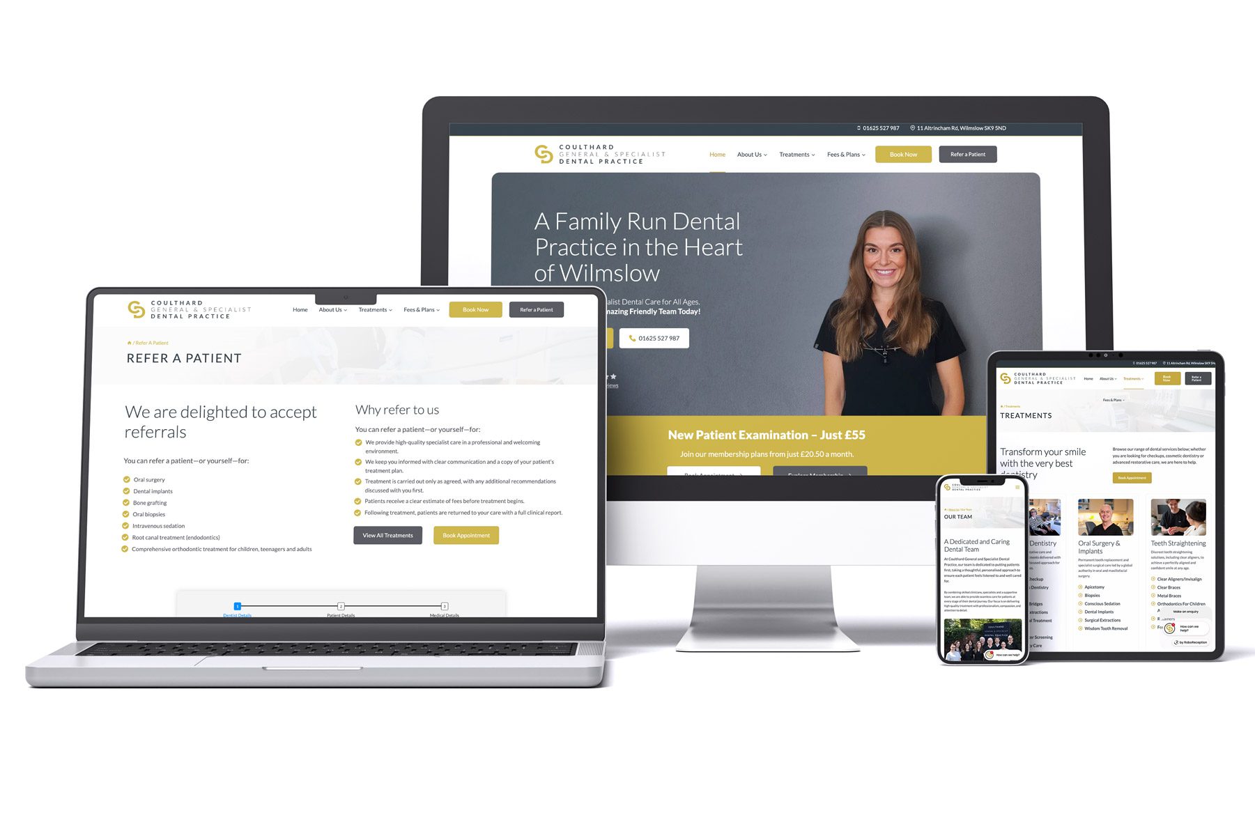 Coulthard Dental Practice website design on desktop and mobile